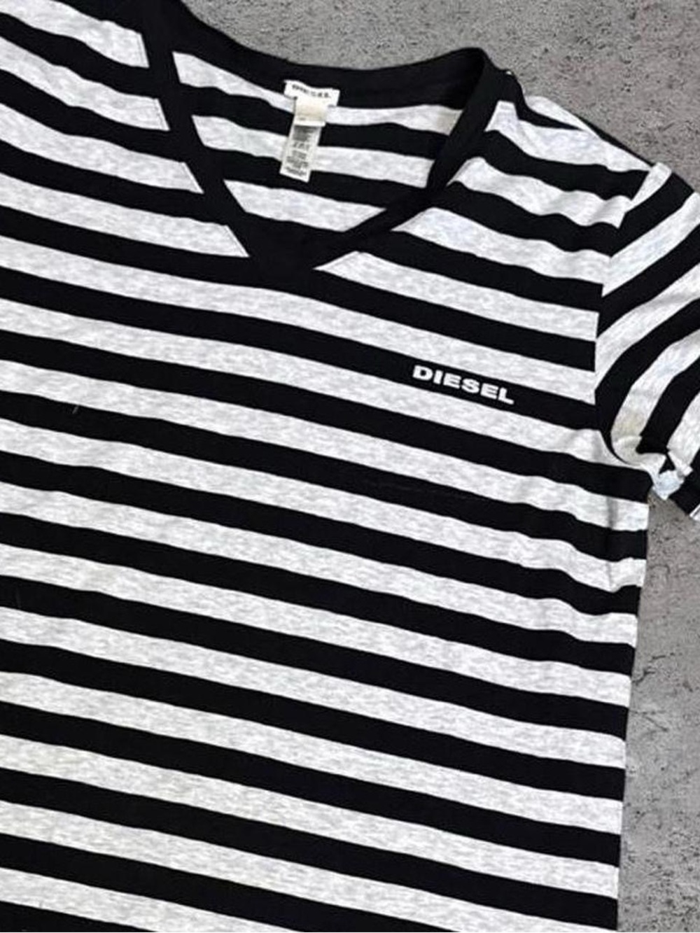 DIESEL Y2K Black/White Striped Tee